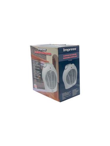 Calentador de ventilador Eléctrico marca Impress en color Blanco. Modelo IM-702. Artículo de doble uso.