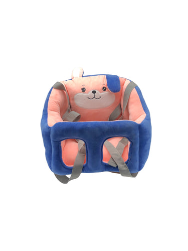 Asiento de Apoyo Para bebes en De peluche, color Azul con rosa. De cinturones. Artículo de doble uso.