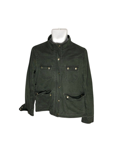 Chamarra Casual marca J. CREW en Algodón, color Verde, talla M. De cierre. Artículo de doble uso.