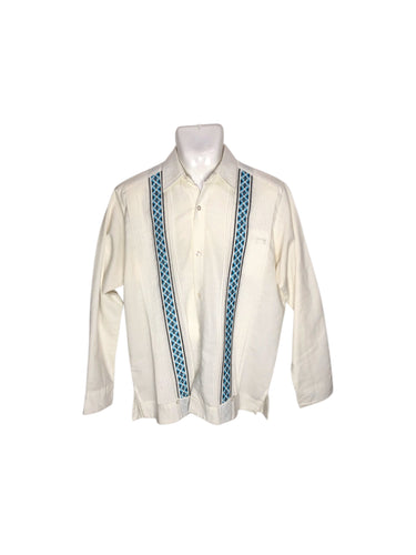 Camisa Casual marca Galli en Lino, color Blanco, talla 38. De botones. Artículo de doble uso.