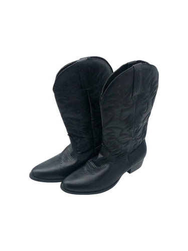 Botas Vaqueras marca  en Vinipiel , color Negro, talla 27. De diseño de costura. Articulo de doble uso.