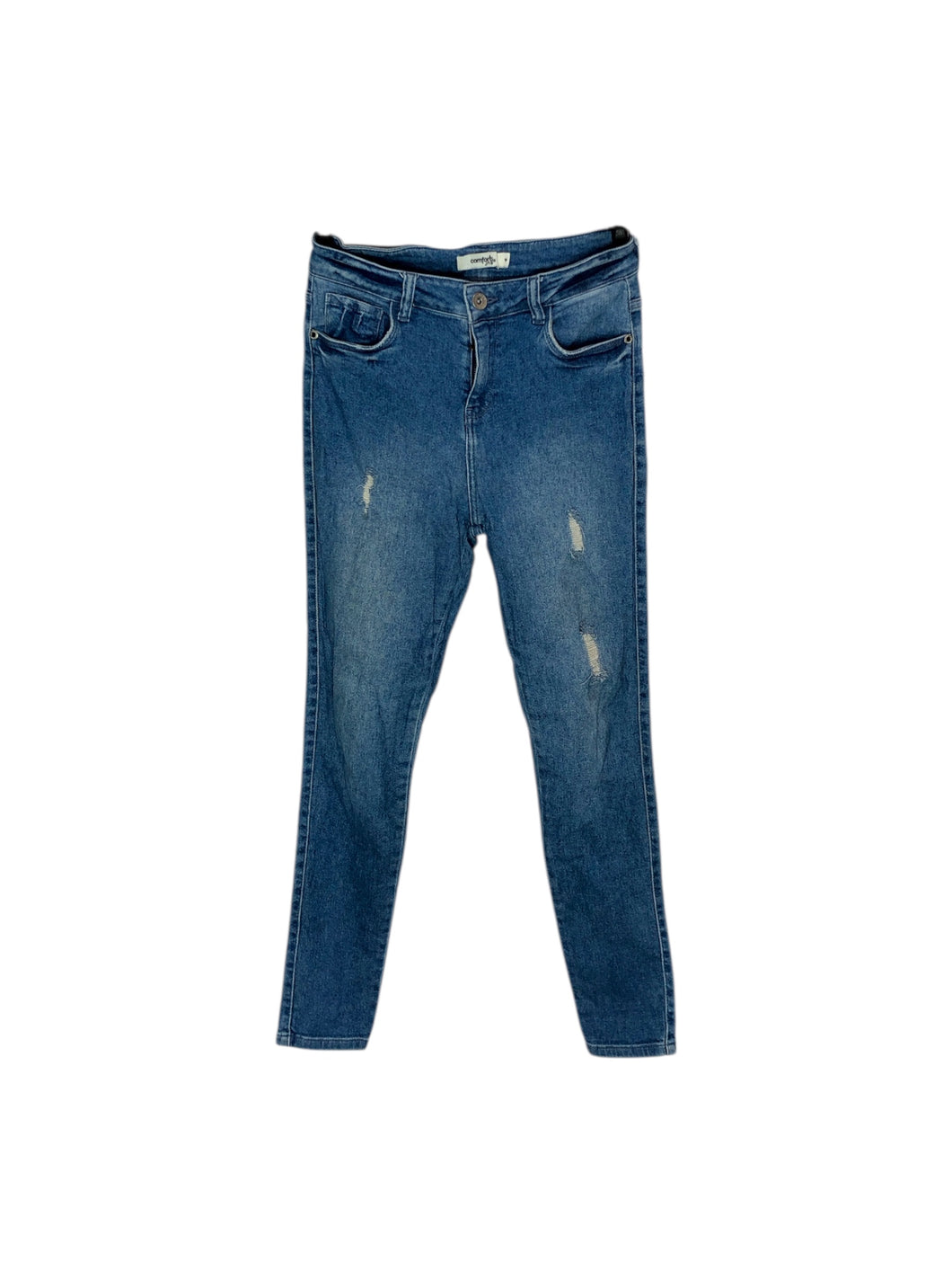 Pantalón Casual marca Comfort jns en Mezclilla, color Azul cielo, talla 9. De bolsas delanteras y traseras. Artículo de doble uso.