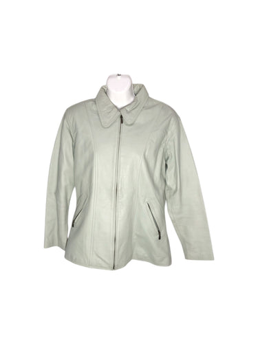 Chamarra Casual marca YOLI FAM en Piel, color Gris, talla XL. De cierre. Articulo de doble uso.