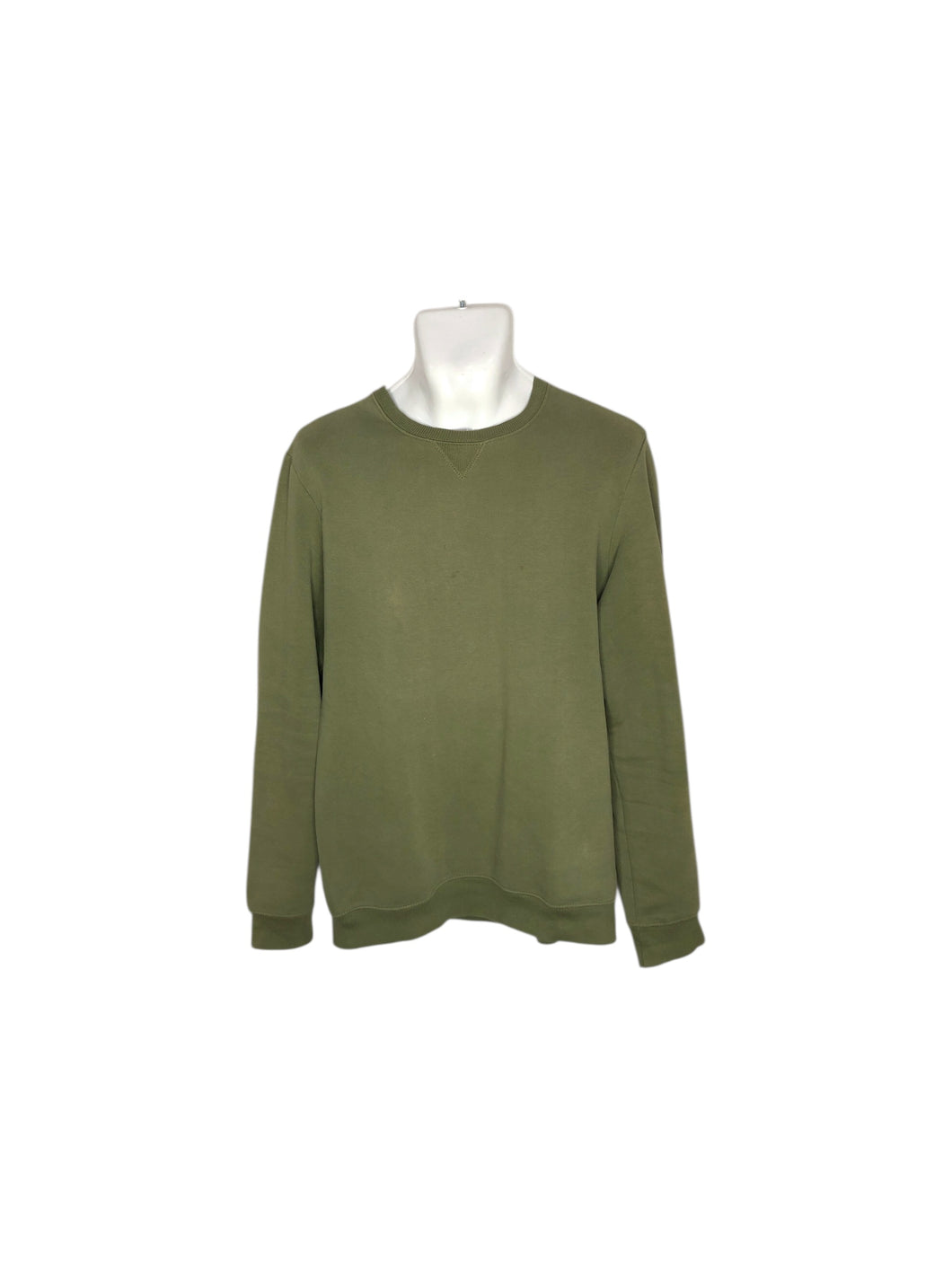 Sudadera Casual marca PULL&BEAR en Algodón, color Verde, talla L. De cuello redondo. Artículo de doble uso.