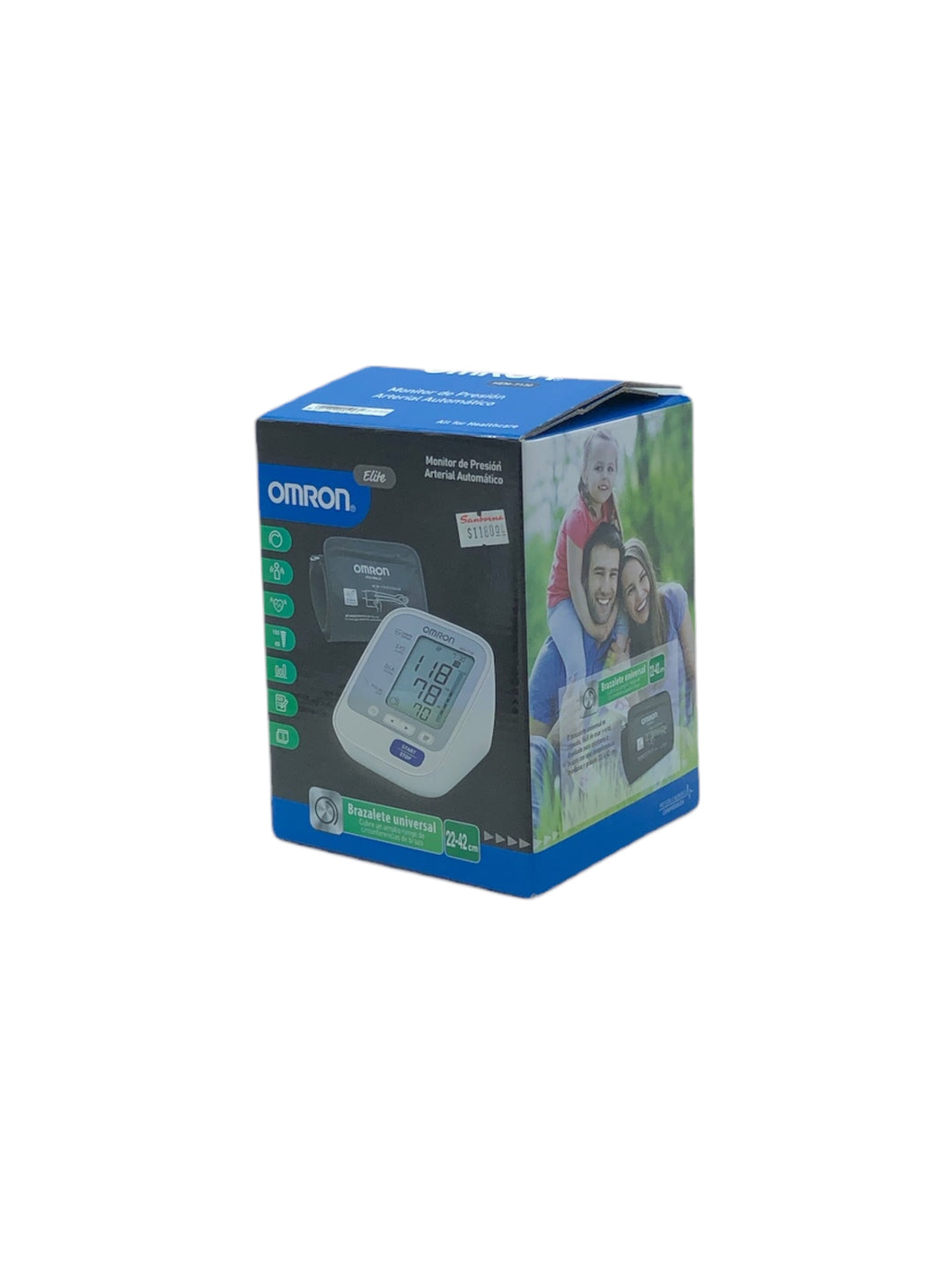 Monitor De presión arterial automático marca OMRON en color Blanco. Con caja. Artículo de doble uso.