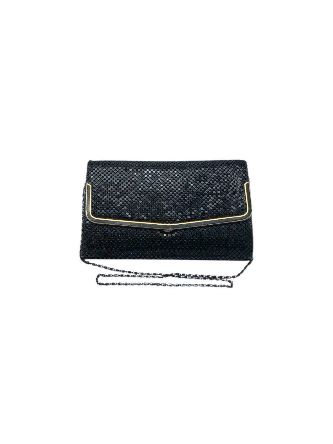 Bolso estilo Clutch en Aluminio color Negro. De correa metálica. Artículo de doble uso.