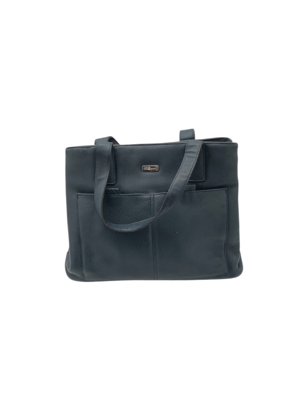 Bolso estilo Satchel marca Llompart en Vinipiel color Azul marino. De asas. Artículo de doble uso.