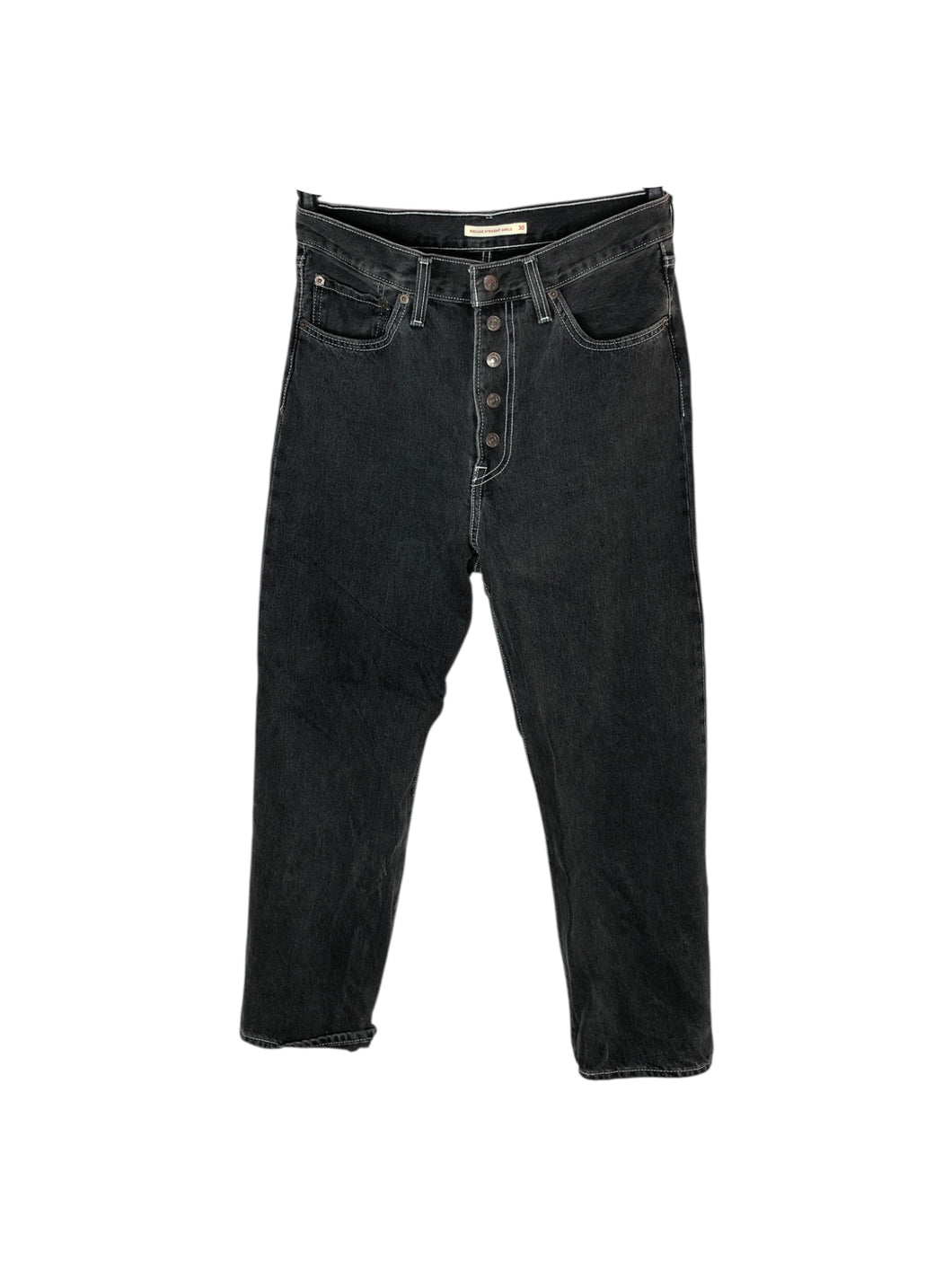 Pantalón Casual marca RIBCAE STRAIGHT en Mezclilla, color Gris, talla 30. Con bolsas delanteras y traseras. Artículo de doble uso.