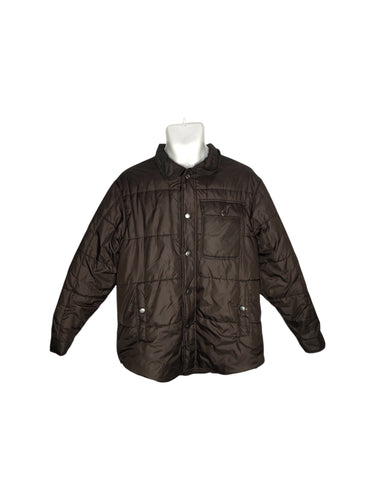 Chamarra Casual marca MARACA SPORTS en Nylon, color Café, talla L. De botones. Artículo de doble uso.