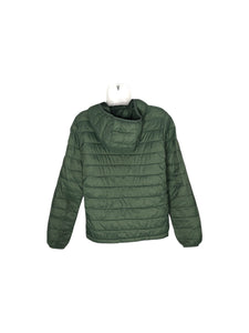 Chamarra Casual marca PULL&BEAR en Poliéster, color Verde, talla M. Con gorro. Artículo de doble uso.