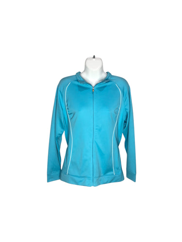 Chamarra Deportiva marca PEBBLE BEACH en Poliéster, color Azul, talla M. De cierre. Artículo de doble uso.