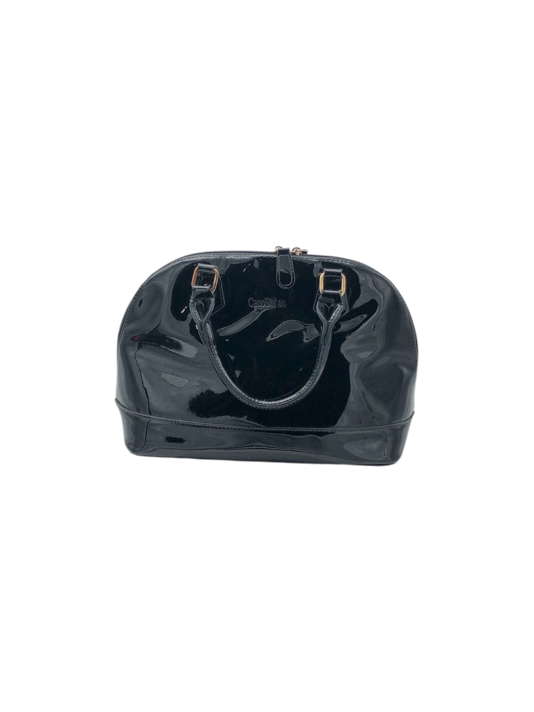 Bolso estilo Duffle marca CanoSitl an en Charol color Negro. De asas. Artículo de doble uso.