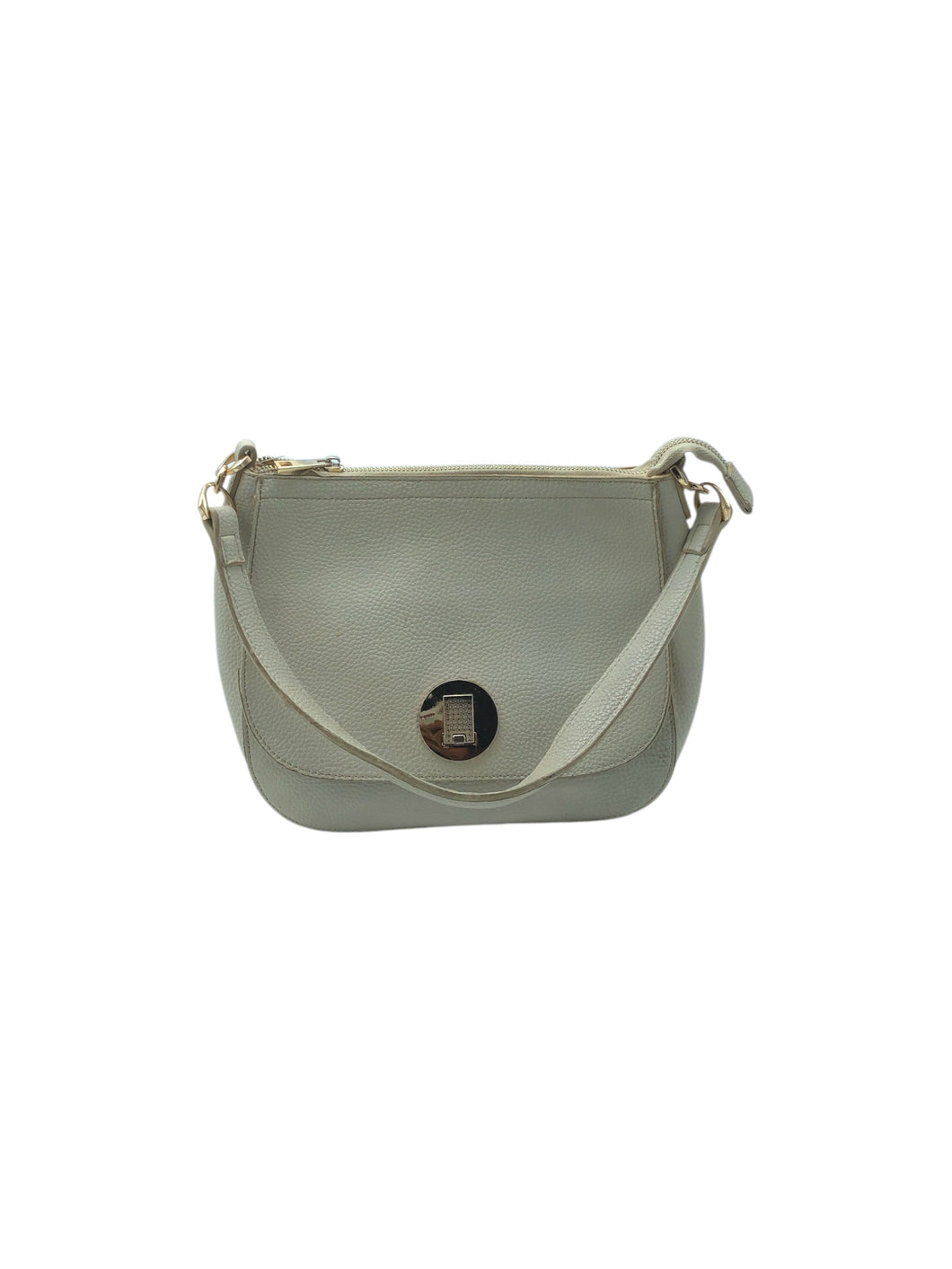 Bolso estilo Saddlebag marca ISADORA en Vinipiel color Beige. De asa. Artículo de doble uso.