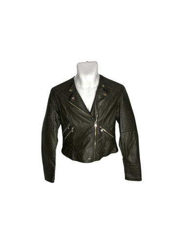 Chamarra Casual marca Hollyland en Vinipiel, color Verde, talla CH. De cierre. Artículo de doble uso.