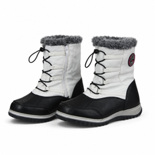Cargar imagen en el visor de la galería, Botas de Invierno WEATHERPROOF color Blanco y Negro, Talla 25, Borde Afelpado y Cierre Lateral | Segunda mano