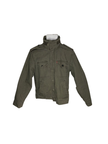 Chamarra Casual marca Levis en Algodón, color Verde, talla CH. De cierre. Artículo de doble uso.