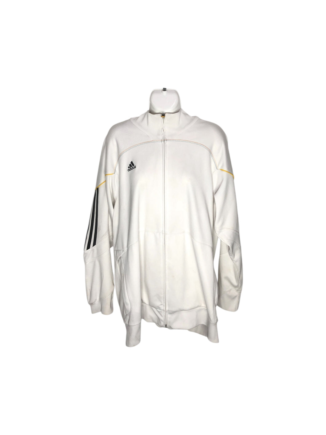 Chamarra Deportiva marca Adidas en Poliéster, color Blanco, talla XL. De cierre. Artículo de doble uso.