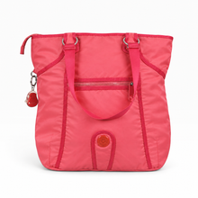 Cargar imagen en el visor de la galería, Bolsa Tote Kipling color Rosa Coral, Asas Largas, Bolsillo Frontal y Colgante de Mono | Segunda mano