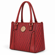 Cargar imagen en el visor de la galería, Bolsa Tote OHOHOHO color Rojo, Monograma, Asas Largas y Herrajes Dorados | Segunda mano