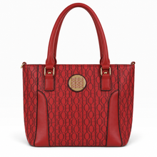 Cargar imagen en el visor de la galería, Bolsa Tote OHOHOHO color Rojo, Monograma, Asas Largas y Herrajes Dorados | Segunda mano