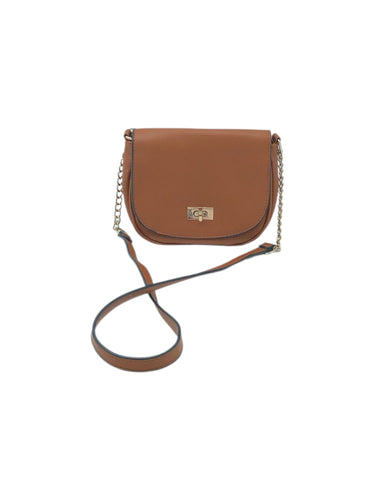 Bolso estilo Crossbody marca Huser en Vinipiel color Café. De correa ajustable. Artículo de doble uso.