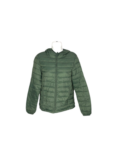 Chamarra Casual marca PULL&BEAR en Poliéster, color Verde, talla M. Con gorro. Artículo de doble uso.
