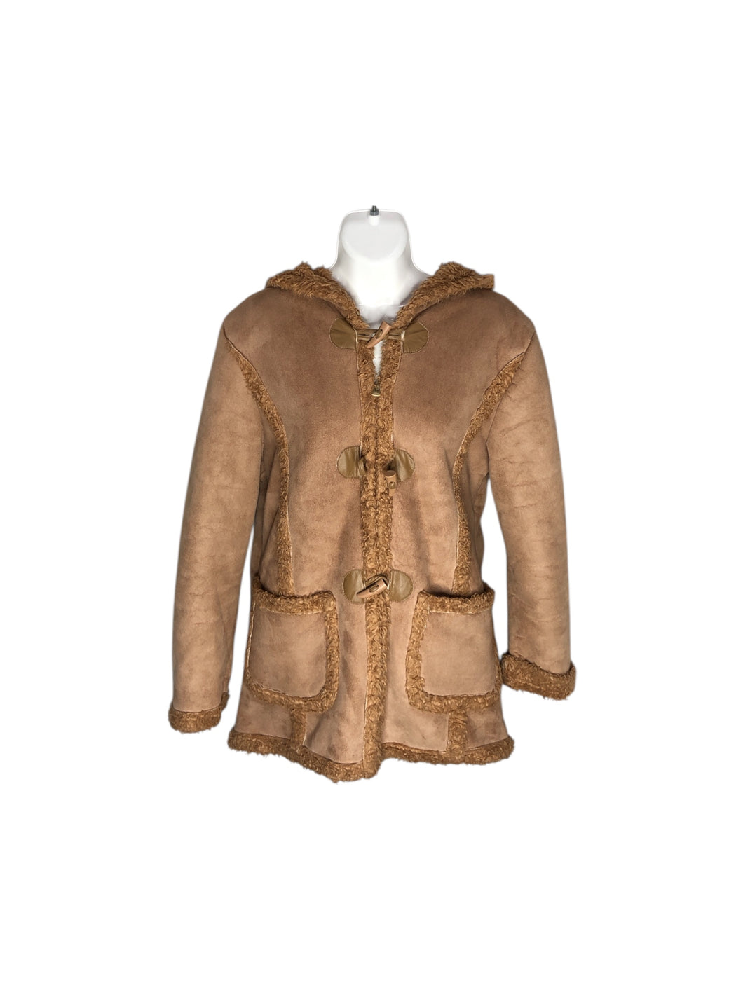 Chamarra Casual   marca ASHELY en Poliéster, color Beige, talla L. Con felpa. Artículo de doble uso.