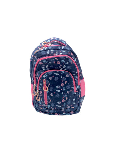 Mochila Casuales en Poliéster, color Morado con rosa. De asas ajustables. Artículo de doble uso.