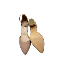 Zapatillas color maquillaje diseño en punta cerrada estilo de pulsera al tobillo tacón de 7 cm talla 26 Artículo de doble uso
