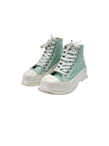 Tenis diseño en bota textura de tela en color menta con agujetas Talla 22 Artículo de doble uso
