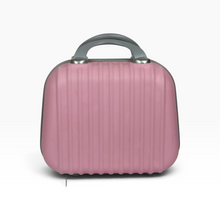 Load image into Gallery viewer, Maletín neceser rígido JONY para Viaje y Cosméticos, Material sintético rígido, color Rosa con gris, medida aproximada de 30 × 32 cm, Doble asa y cierre perimetral, Con detalles | Segunda mano