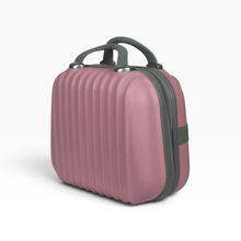 Load image into Gallery viewer, Maletín neceser rígido JONY para Viaje y Cosméticos, Material sintético rígido, color Rosa con gris, medida aproximada de 30 × 32 cm, Doble asa y cierre perimetral, Con detalles | Segunda mano