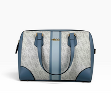 Load image into Gallery viewer, Bolsa de Mano H&amp;CO para Mujer, Diseño Monograma color Blanco y Azul, Asas Dobles y Cierre Superior, Buen estado | Segunda mano