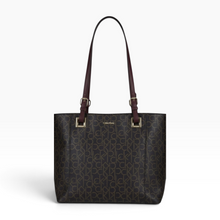 Cargar imagen en el visor de la galería, Bolsa Tote Calvin Klein para Mujer, Diseño Monograma color Café Oscuro, Asas Largas y Gran Capacidad | Segunda mano