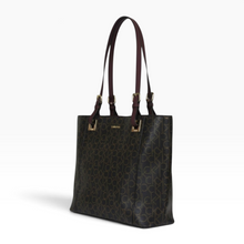 Cargar imagen en el visor de la galería, Bolsa Tote Calvin Klein para Mujer, Diseño Monograma color Café Oscuro, Asas Largas y Gran Capacidad | Segunda mano