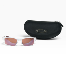 Load image into Gallery viewer, Lentes Deportivos de Marca Visible Oakley, Armazón Blanco, Micas Rosas Espejadas y Estuche | Segunda mano