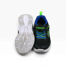 Cargar imagen en el visor de la galería, Tenis SKECHERS Infantiles color Negro con Detalles Azul y Verde, Talla 13 y Cierre de Contacto | Segunda mano