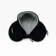 Cargar imagen en el visor de la galería, Almohada de Viaje BELL+HOWELL para Cuello, color Negro y Gris, Capucha Integrada y Cordón Ajustable | Segunda mano