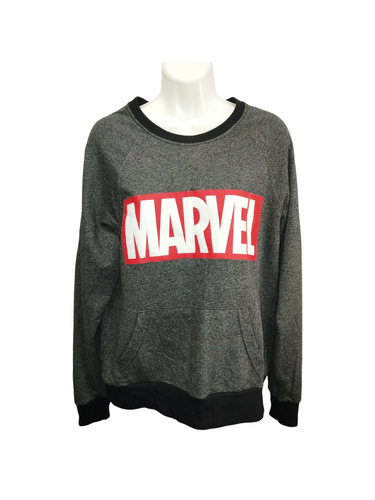 Sudadera de cuello redondo gris MARVEL bolsillo en parte frontal 50% algodón 50% poliéster talla CH ¡Doble uso!