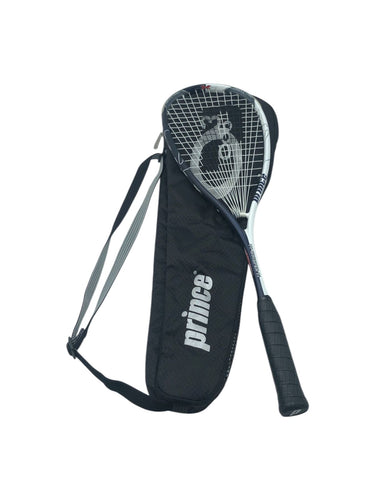 Raqueta de Squash Whisper marca Prince en Material sintético, color Negro con blanco. Con funda. Artículo de doble uso en buen estado.