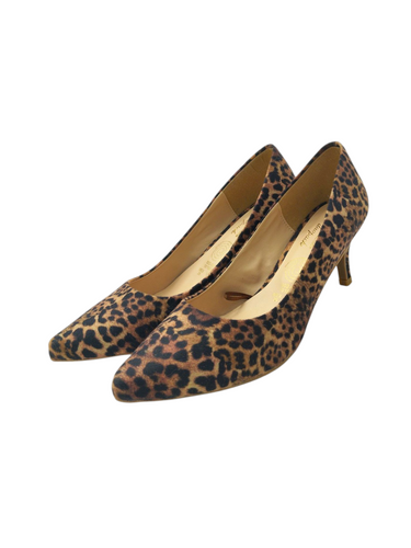 Zapatillas estilo casual diseño animal print con punta y talón cerrados suela de goma y tacón de 7cm marca CKLASS para dama talla 26 artículo de doble uso en buen estado