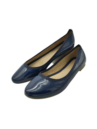 Zapatos estilo flats color azul con suela de goma para dama talla 24 artículo nuevo en buen estado incluye caja